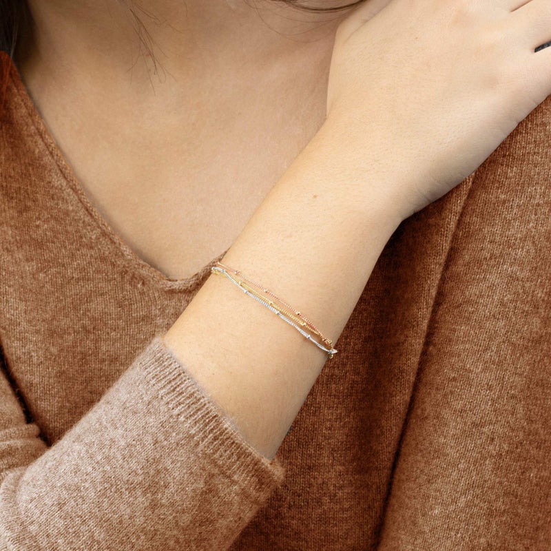 VACRONA Gold Tiny Beaded Bracelet 14K Gold Plated Chain Bracelets for Women Handmade Clip Link Trendy Tiny Pearl Bracelet Adjustable Chain Jewelry Gifts - Image 3